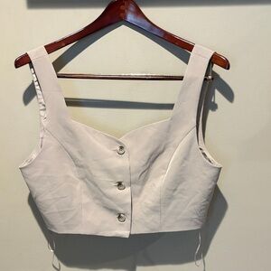 Sincerely Jules Cream Buttoned Crop Top